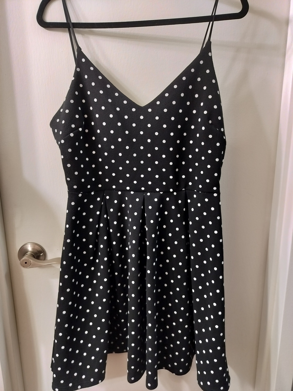 Black Polka Dot Spaghetti Strap Skater Dress